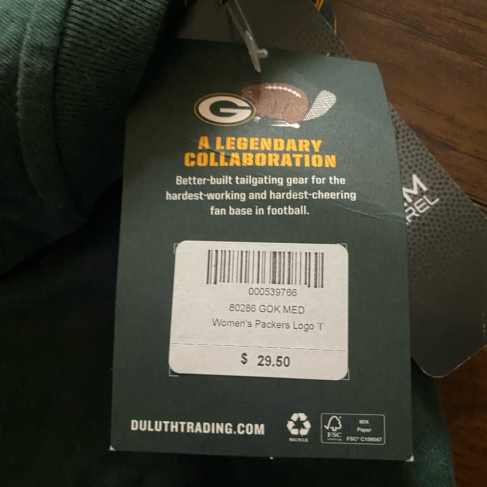 Green Bay Packers longtail shirt limited edition by Duluth trading co XS-large